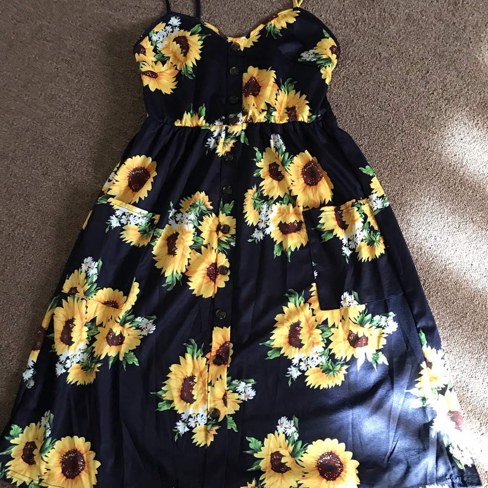 Sunflower Dress with Pockets